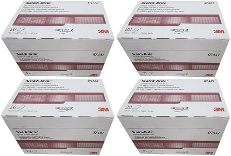 3M 07447 Scotch-Brite moNRr Maroon General Purpose Hand Pad, 20 Count (4 Pack)