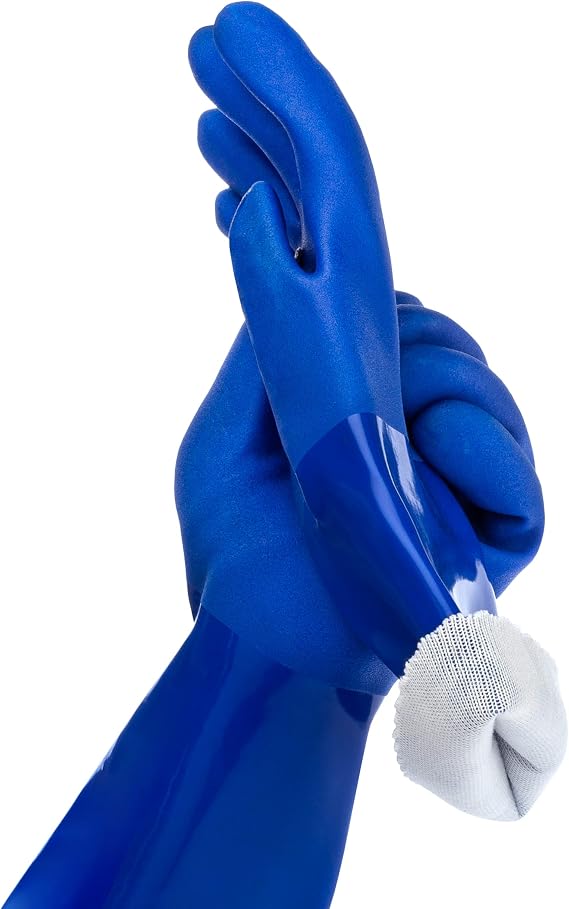 kitchen-star Ultimate Rubber Household PVC Gloves with Comfortable Cotton Lining, Anti-Slip surface, Kitchen Dishwashing, Extra Thickness, Kitchen Cleaning, Working, Painting, PetCare(X-Large, Blue)