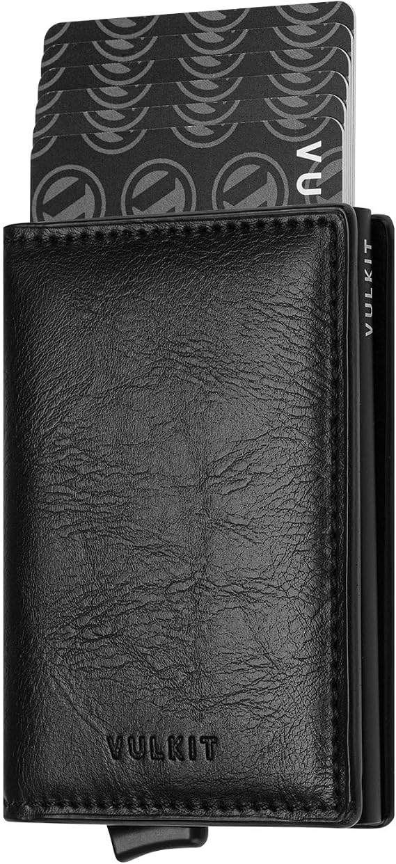 VULKIT Card Holder Pop Up Slim Wallet Leather RFID Blocking Card Case Up to 8 Credit Cards