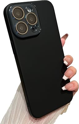 Caseative for iPhone 12 Pro Case,Solid Color Full Camera Lens Protection Phone Case Black