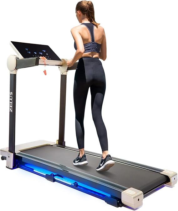 ZELUS 3HP Folding Treadmill for Home or Office | Home Gym Exercise Equipment up to 7.5mph Cardio Training with Free Sports App, Bluetooth Speaker, Heart Rate Monitor, Magnetic Shock Absorption