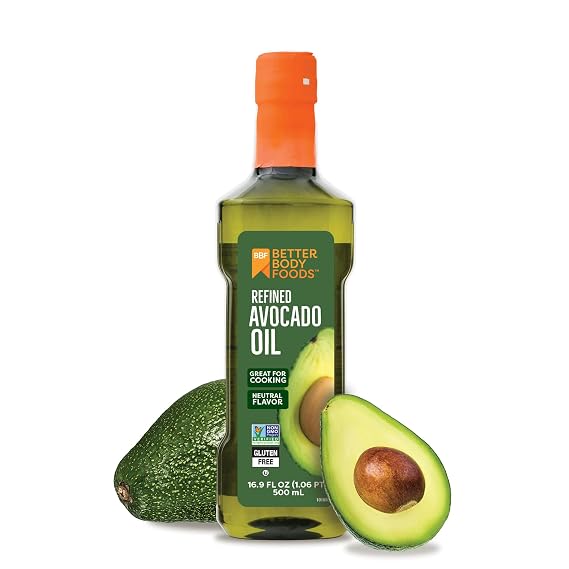 BetterBody Foods Refined Avocado Oil 16.9 Fl Oz, Non-GMO Cooking Oil | All-Purpose Cooking Oil, Neutral Oil, Keto and Paleo Diet Friendly, Frying, Baking, Dressings, Marinades