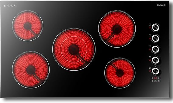 36 Inch Electric Cooktop, 5 burner 8900W,Double-ring Burner