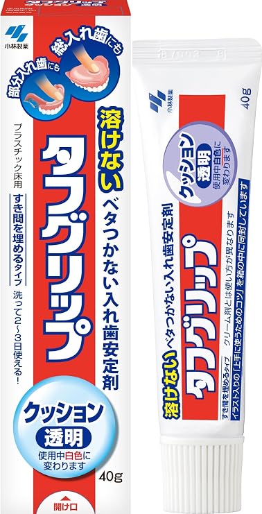Tough Grip Cushion Transparent Denture Stabilizer Complete Denture & Partial Denture 40g Kobayashi Pharmaceutical
