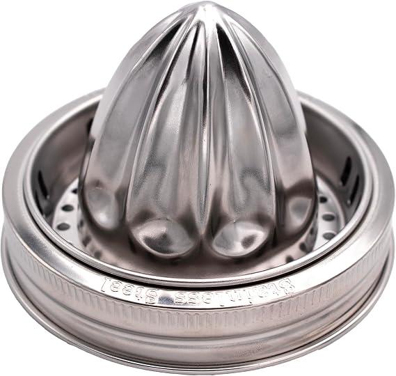 Stainless Steel Juicer Lid for Mason Jars | Metal Citrus Lemon Juice Squeezer Manual Juicer - Wide Mouth