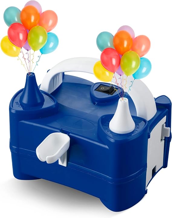 Electric Balloon Pump with Dual Nozzle, Portable Balloon Inflator 220v-240v 600w, Electric Air Pump for Birthdays, Parties, Wedding and Event Decorations