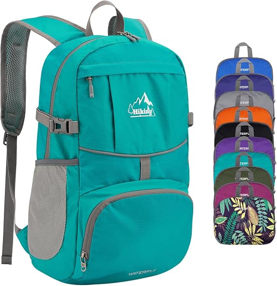 WATERFLY Small Lightweight Packable Hiking Backpack Foldable Travel Daypack