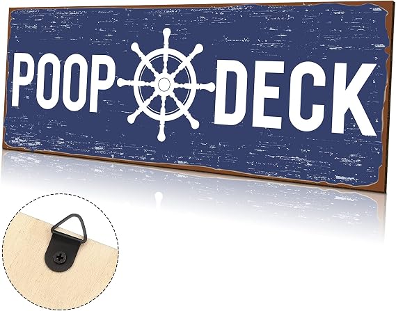 Jetec POOP DECK Sign Nautical Bathroom Wall Decor,Blue