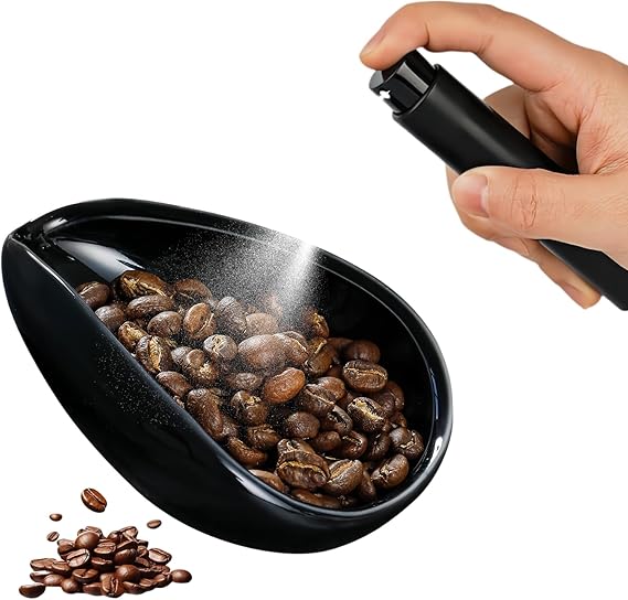 Ceramic Coffee Dosing Cup & Spray Bottle Set - Coffee Bean Weighing Cup and Tea Leaves Sprayer - Premium Dosing Accessories for Consistent Brewing, Black