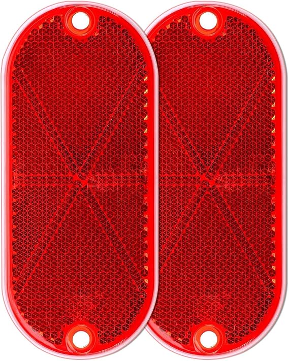 BSK 4.5'' Red Stick-On Oval Reflectors - Pack of 2