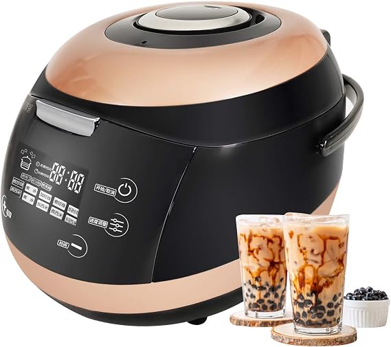 YJINGRUI Commercial Fully Automatic Pearl Pot Pearl Tapioca Cooker Pearl Maker 5L for Boba Tea & Bubble Tea & Milk Tea Touchscreen 110V