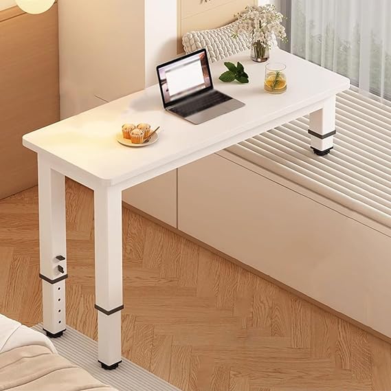 Height Adjustable Desk, Small Standing Desk, Computer Table, Ergonomic Sit Stand Table for Home Office, Scratch Rounded Corners(White,140x70x28cm/55x28x11in)