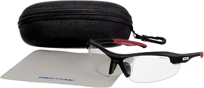 Clear Safety Glasses for Men and Women,Scratch Resistant Safety Goggles,ANSI Z87,100% UV Protection Eyewear,Anti-Fog Eye Protection for Workshop Shooting,Mowing,Sports,HuntingRed Clear