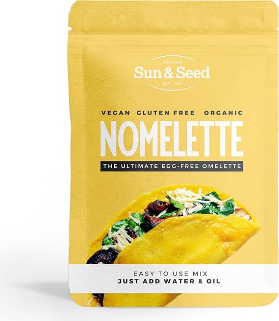 Organic Nomelette Mix by Sun & Seed - 250g - Egg Free Alternative Omelette - High in Protein - Plant Based - Vegan Friendly - Makes 10 Omelettes (250g (Pack of 1))