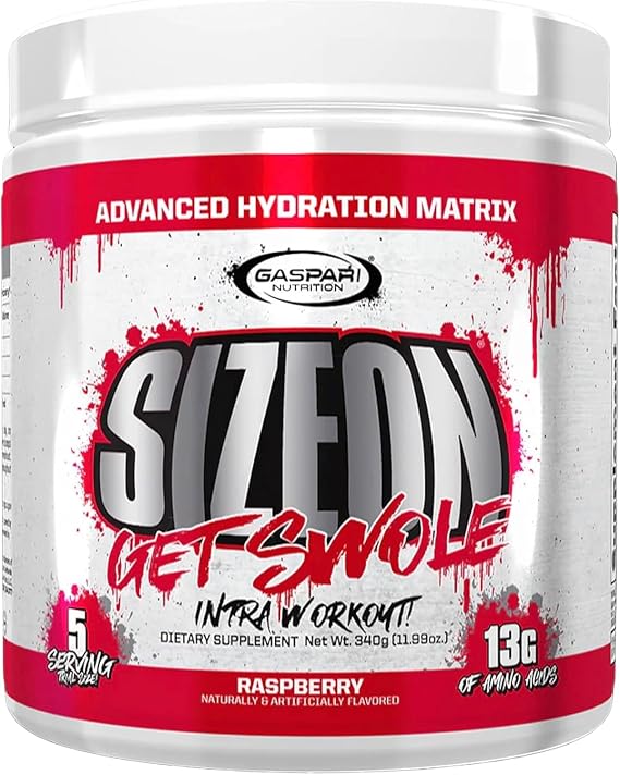 Gaspari Nutrition SizeOn Intra Workout, Sampler Tub, Whey Protein Powder, The Ultimate Hybrid Amino Acid & Creatine Formula, Increased Muscle Volume & Recovery (Raspberry, 5 Servings)