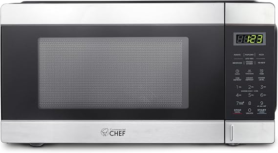 Commercial Chef CHCM11100SSB Countertop Microwave, 1.1 Cu. Ft, Black With Stainless Steel Trim 141 Parallel Import