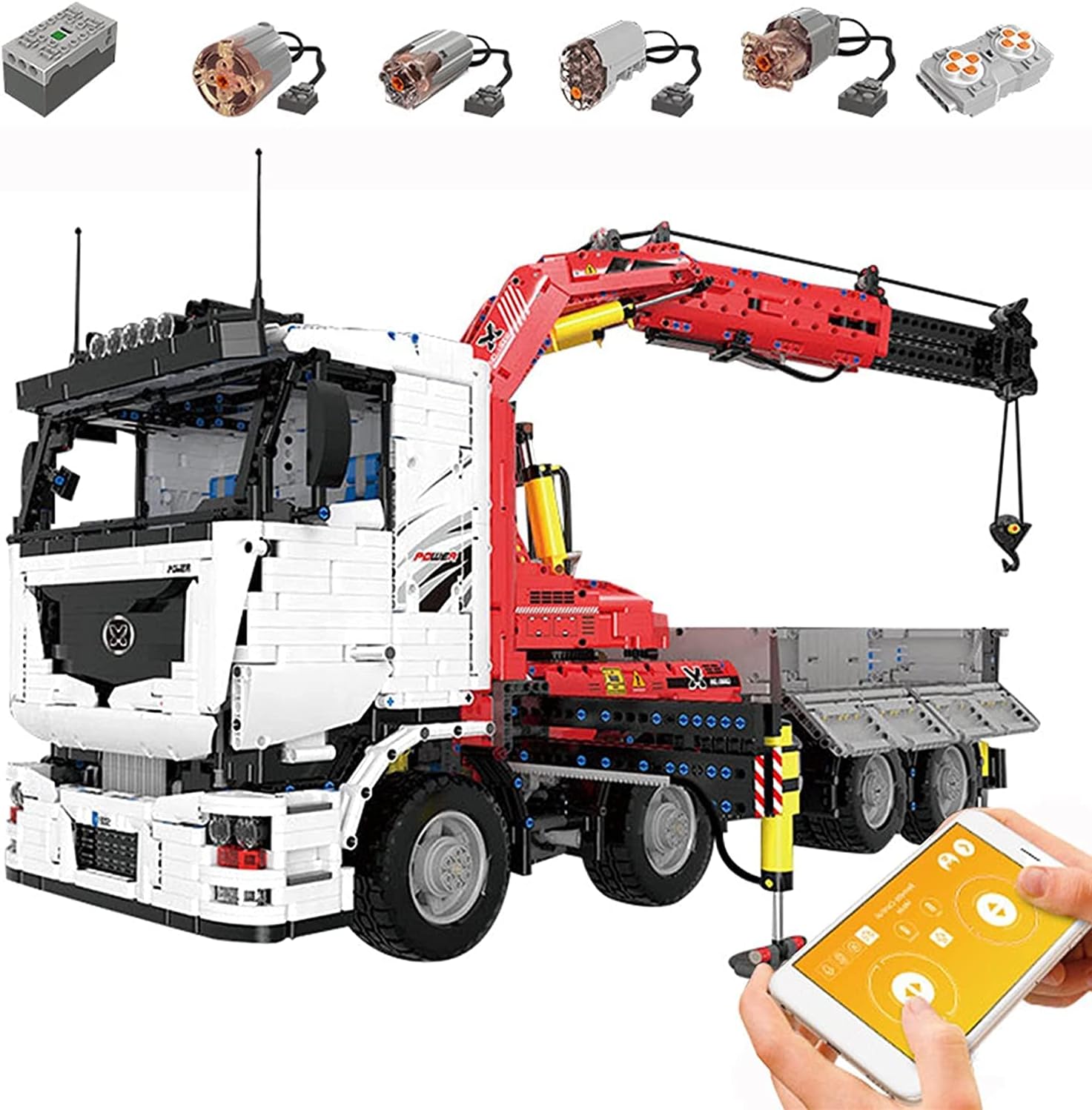 Technic Crane Truck Building Blocks, 2.4G 4CH RC Electric Pneumatic Construction Kit, Lego Compatible 8238 Pieces RC Truck Building Blocks Set Dynamic SCRTWZX