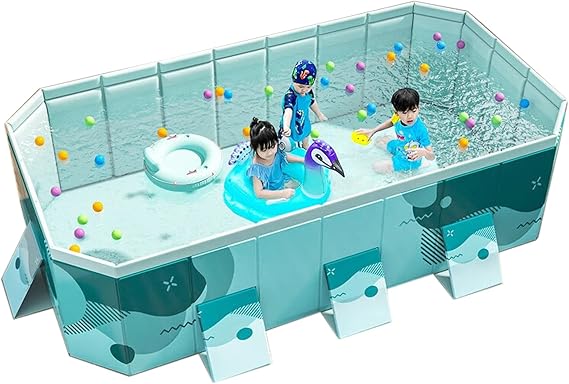 Large Folding Pool, Deep, Kids, Adults, Water Play, Convenient Storage, 11.6 x 65.0 x 21.7 inches 295 x 165 x 55 cm