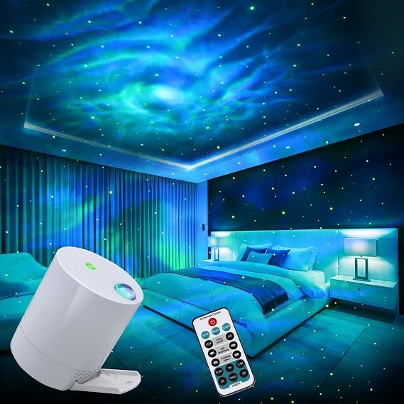 CAIYUE Star Projector Galaxy Projector, Exquisite Nebula Night Light Projector, Ocean Wave Galaxy Light with Remote Control,with Adjustable Speed and Brightness, Adults, Bedroom,Party [Energy Class F]