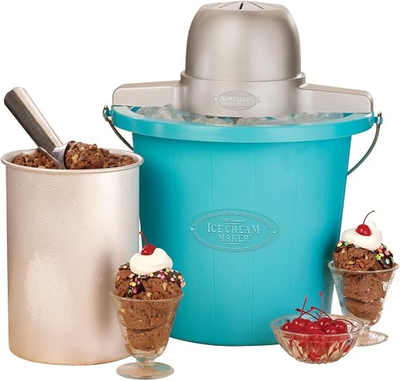 Nostalgia ICMP400BLUE 4-Quart Electric Ice Cream Maker with Easy Carry Handle