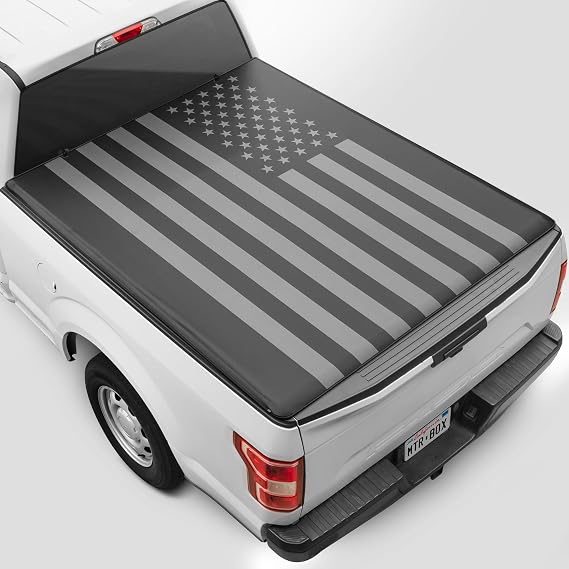 MotorBox Truck Tonneau Cover for Ford F-250 F-350 Super Duty 2017-2025 / F-350 with 6.8 ft Bed Length, All-Weather Soft Roll Truck Bed Cover for Truck Black Flag Print