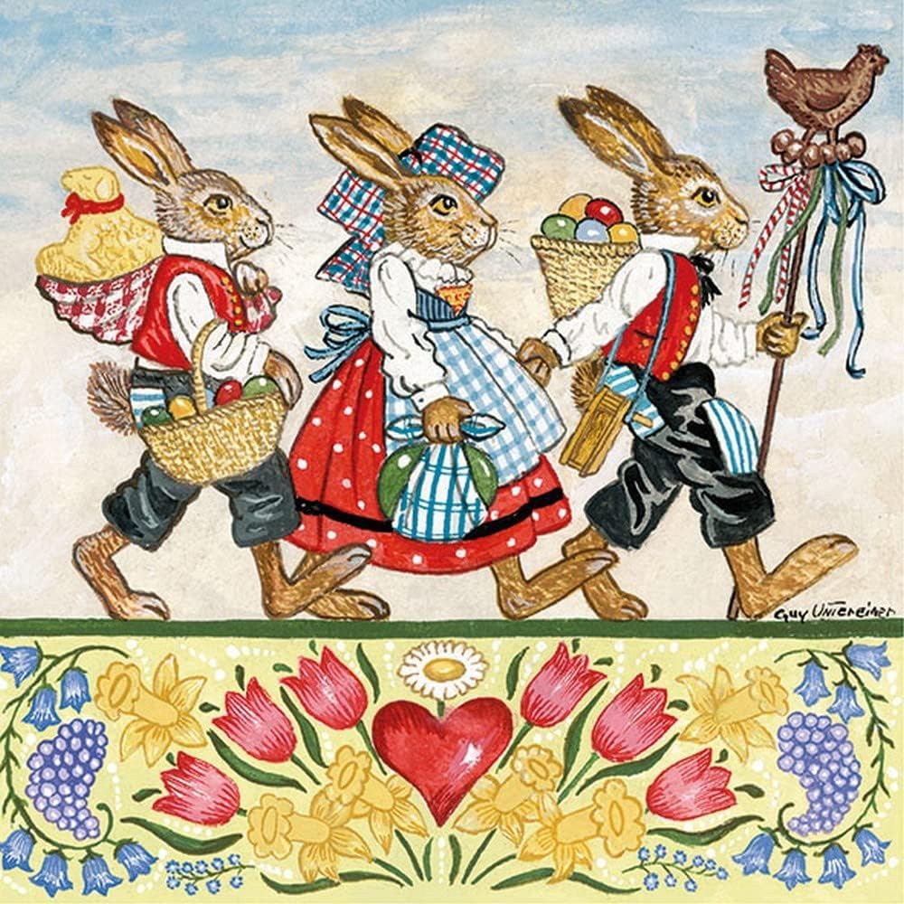 20 Napkins Nostalgic Rabbit Hike Easter Table Decoupage Decoupage Decoupage 33 x 33 cm