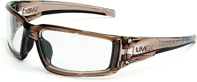 Uvex by Honeywell Hypershock Safety Glasses, Brown Frame with Clear Lens & HydroShield Anti-Fog Coating S2960HS
