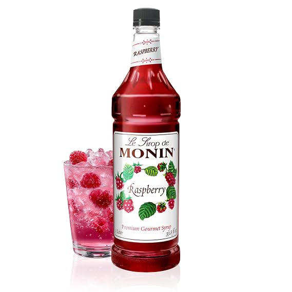 Monin Raspberry Syrup for Drinks - 1 liter / 33.8 fl oz