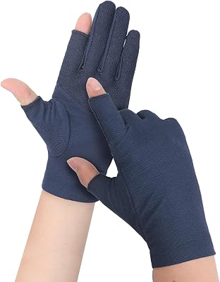 JIAHG Women Mens Summer Driving Gloves Thin Breathable UV Sunscreen Fingerless Non Slip Gloves for Outdoor Driving Cycling