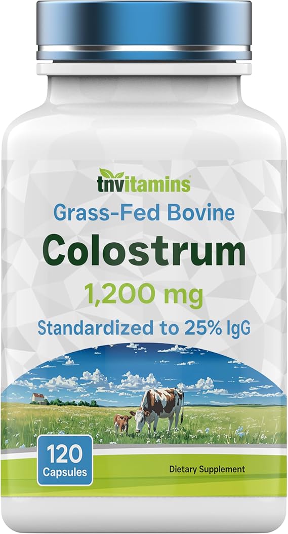 Colostrum Supplement 1,200 mg Per Serving, 120 Capsules | Standardized to 25% IgG (Immunoglobulin G) | Grass-Fed Bovine Colostrum Powder Caps | Immune Support Supplement | Non-GMO, Made in the USA!