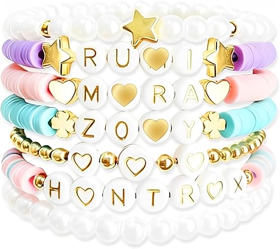 Onperpoe 7Pcs Kpop Merch Bracelets, Colourful Polymer Clay Korea-pop DemOn Friendship Bracelet for Kpop Girls, Stackable Stretch Layered K Pop Gifts for Girls Women Fans