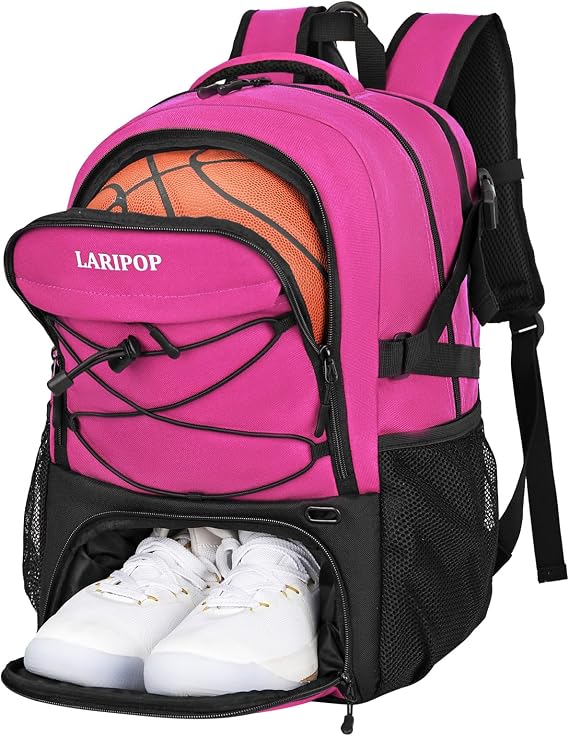 LARIPOP Basketball Backpack, Large Sports Bag with Ball Holder & Shoes Compartment, Basketball Bag for Soccer,Volleyball,