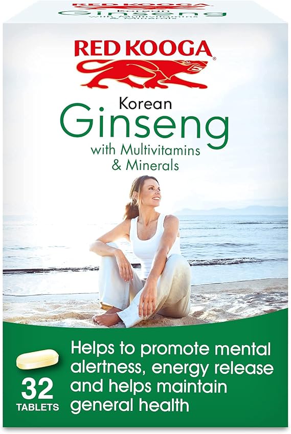 Red Kooga Ginseng Multivitamins and Minerals, with Vitamins B2, B6 and 12 and Niacin, Zinc and Iron, Pack of 32 Tablets