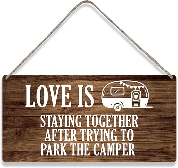 Country Style Camp Wall Decor Love is Staying Together Wooden Signs Funny Rustic Parking the Camper Hanging Wall Plaque Sign Home Decor Present