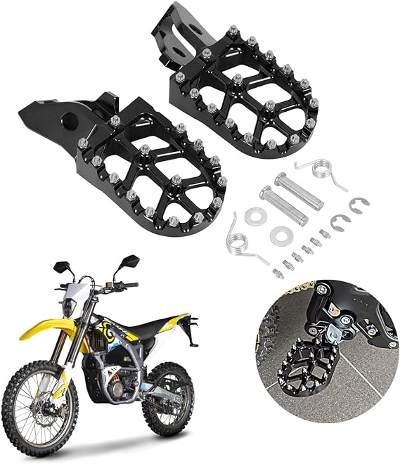 Funparts Surron Ultra Bee Foot Pegs Pedal Rests 7075 Aluminum for Sur Ron Ultra Bee Electric Dirt Bike EBike Black