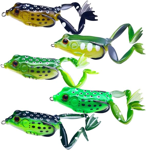 Frog Fishing Lures for Bass ,Weedless Fishing Lures,Top Water Frog Lures for Bass Fishing,Perfect Lifelike Surface Bass Lure, for Saltwater/Freshwater Bass Trout