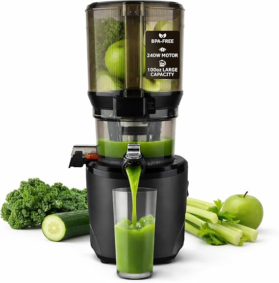 Kuvings AUTO10 Cold Press Juicer Machine, Hands-Free, 100 oz, Matte Black | Self-Feeding - Easy to Clean, Quiet 240W Motor, Large Masticating Juicer - Designed for Silky Juice with Low Pulp
