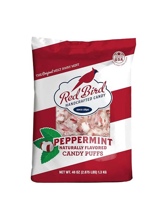 Red Bird Soft Peppermint Candy Mint Puffs, Individually Wrapped, 46 oz bag