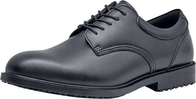 Shoes for Crews Cambridge Men's Leather Oxford, Non-Slip, Water-Resistant