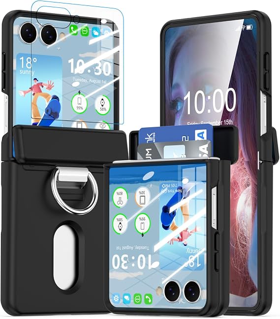Designed for Samsung Galaxy Z Flip 7 Case with Card Holder Black