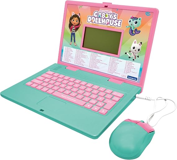 Lexibook JC598GDHi3 Gabby's Dollhouse Bilingual German/English Learning Computer 124 Activities in Language Writing maths Logic Music and Gaming Pink/Blue