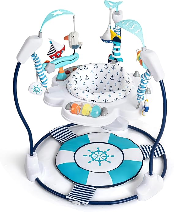 AskCat Baby Activity Center Jumper, 360 Rotating Seat Play Center, Blue