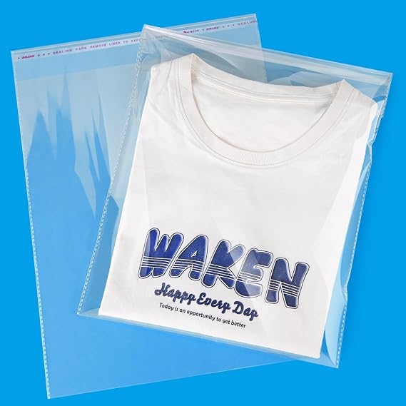 120 Count 10"x13" Clear Self Sealing Cellophane Bags | Reinforced, Resealable, Cello Bags for Clothing & T-Shirt Packaging, Gift Wrapping, Storage, Organization