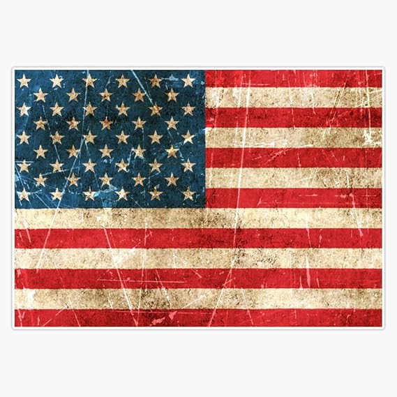 Vintage Aged and Scratched American Flag Decal Vinyl Bumper Sticker 5"