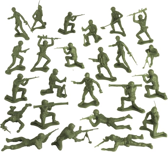 TimMee Plastic Army Men - OD Green 24pc Toy Soldier Figures - Made in USA