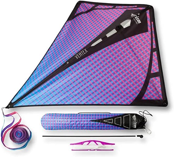 Prism Kite Technology Vertex High Flying Diamond Kite with 10' Long Triple Streamer Tail