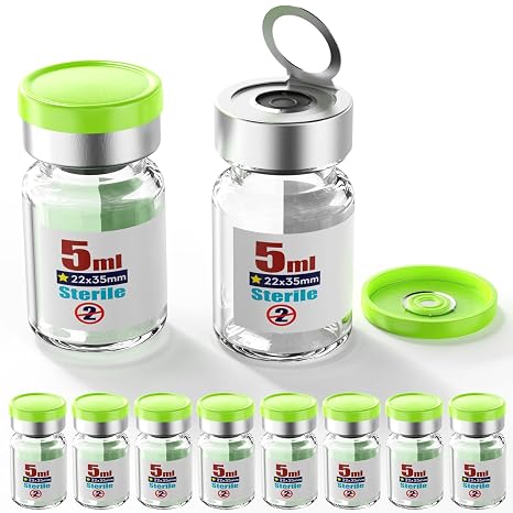 Sterile Empty Vial Sealed with 20mm Self Healing Injection Port and Burr Free Tear Off Plastic Aluminum Cap,High Quality Borocilicate Glass Sample Vial with Pull Ring Cover