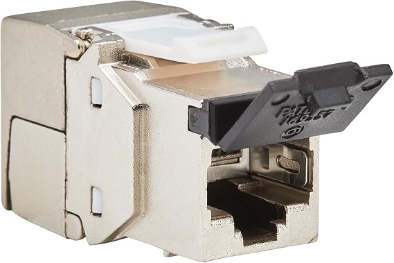 Tripp Lite Cat8 RJ45 STP Shielded Tool-Free Keystone Jack, 568A/568B, 110 IDC to RJ45 Male, Terminates Without Special Tools, PoE++ Compatible, TAA Compliant, (N238-SHC8-TF-1)