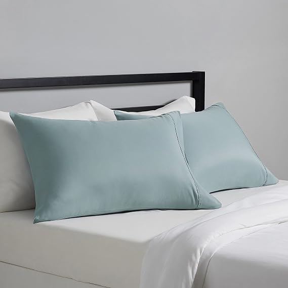 Amazon Basics Standard Pillowcases Set of 2 - Lightweight, Super Soft Easy Care Microfiber, Spa Blue, 30" L x 20" W, Pillows Not Included