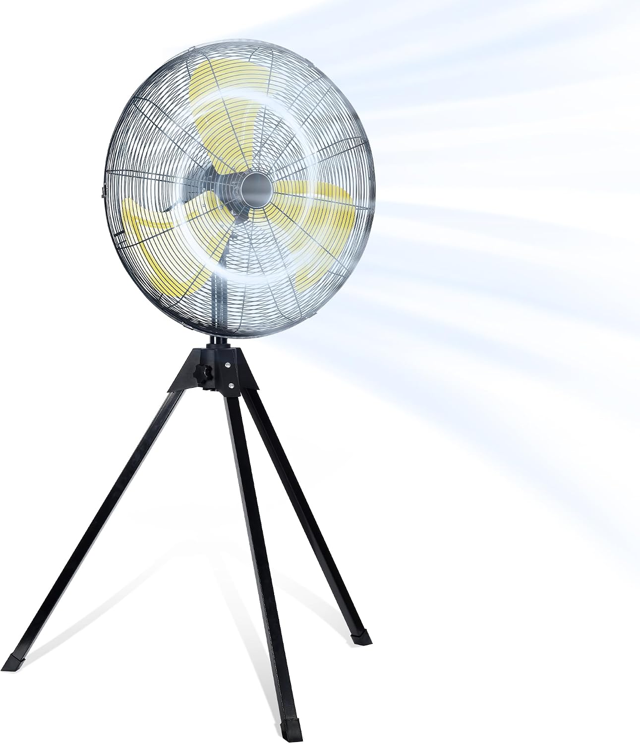 9600CFM High Velocity Pedestal Fan,30 Inch 3-Speed Professional Oscillating Standing Fan With Drum Head,Heavy Duty Metal Fan for Commercial,Warehouse,Garage,Turbo Yellow Blade-ETL Listed